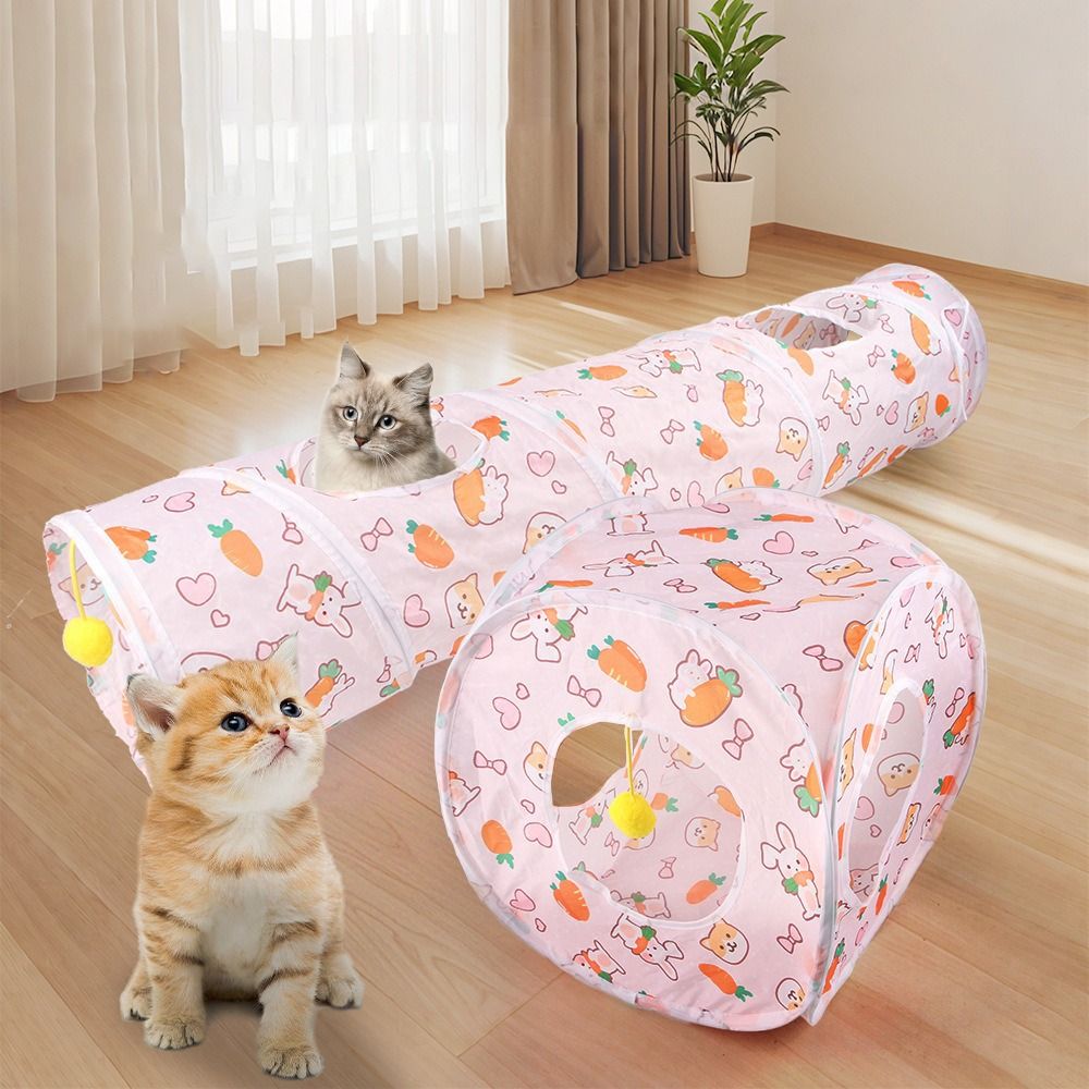 Cat Tunnel Toy - Terowongan Kucing Lipat dari Poliester+Kawat Baja,