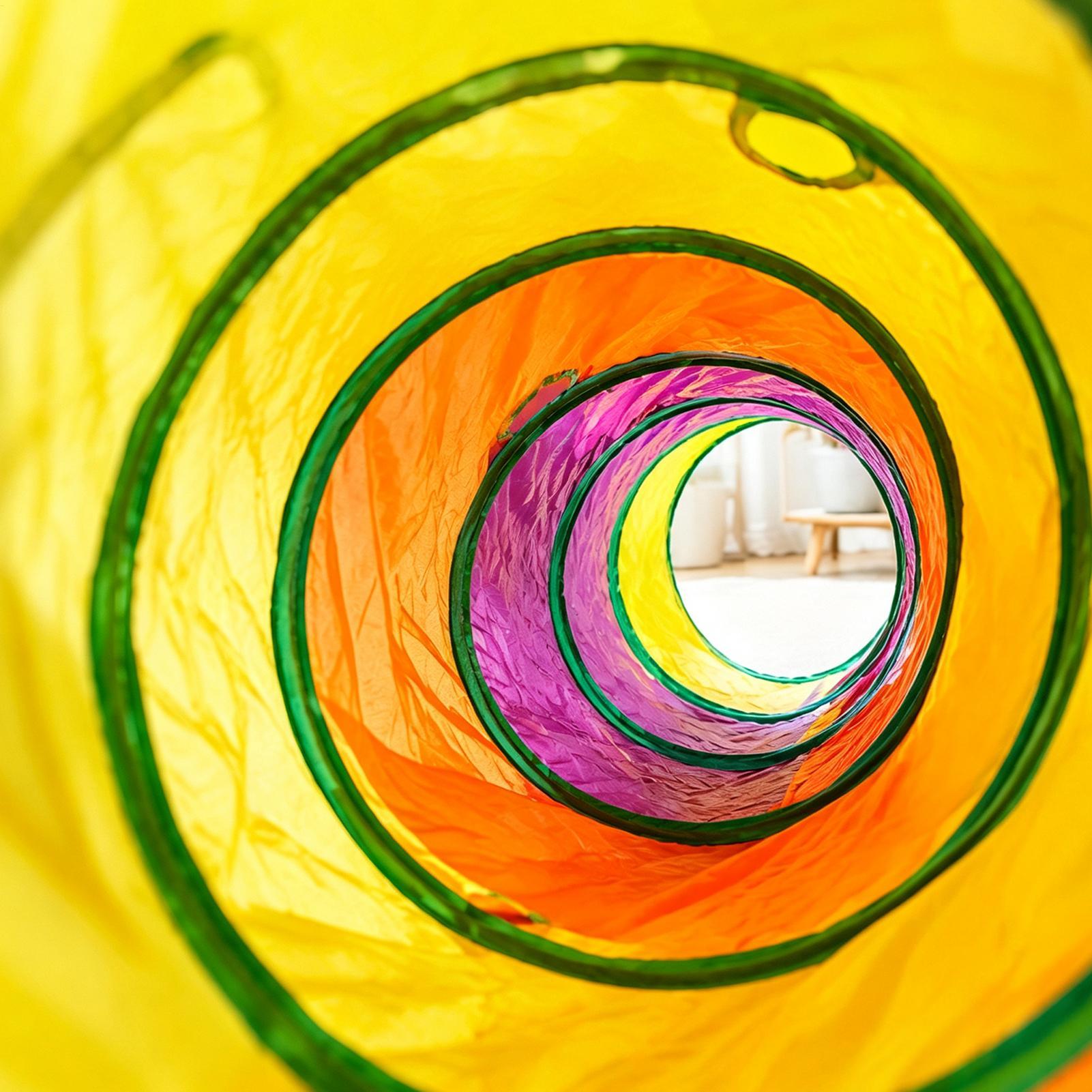 Cat Tunnel Toy - Terowongan Kucing Pelangi Dekorasi Hiburan Interaktif