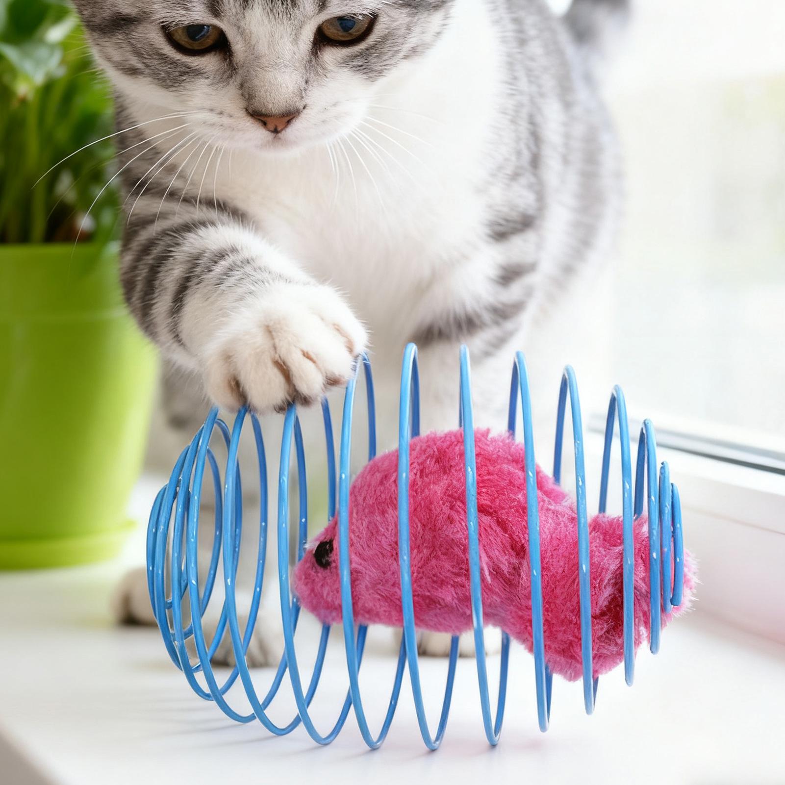 Cat Tunnel Toy - Mainan Spiral Kucing Interaktif Warna-warni, Pegas