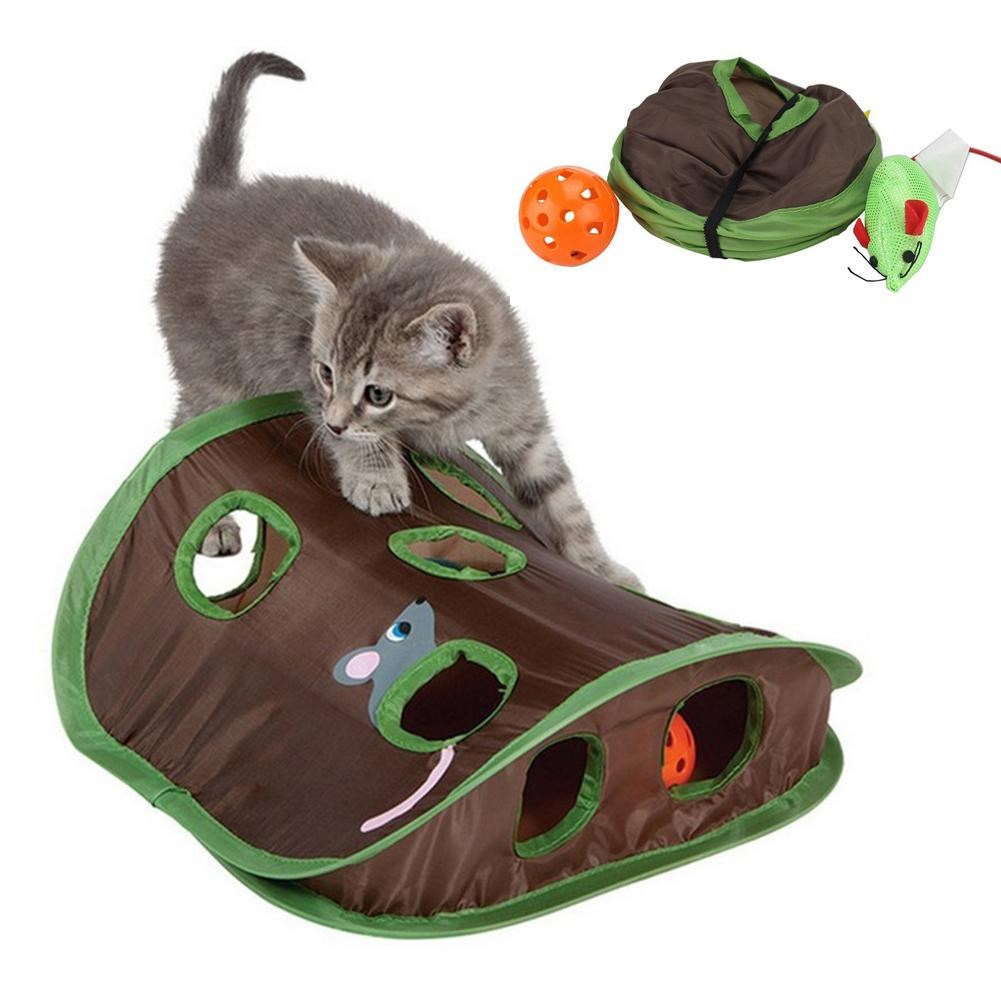 Cat Tunnel Toy - Mainan kucing peliharaan lucu interaktif mencari